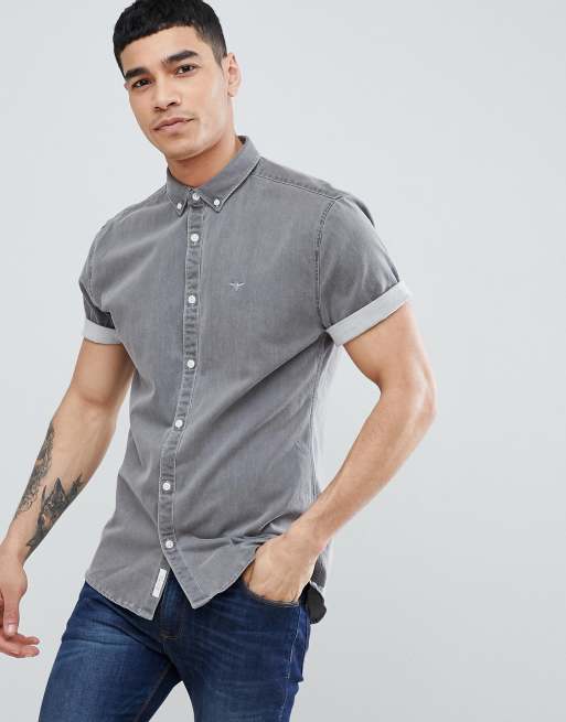 River Island – Muskelshirt aus Denim in verwaschenem Grau