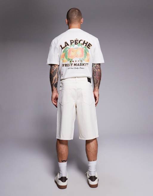 River Island – Naturvita långa jeansshorts, 2 av 5