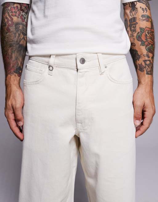River Island – Naturvita långa jeansshorts, 4 av 5