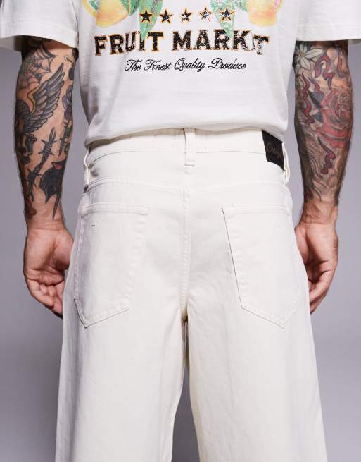 River Island – Naturvita långa jeansshorts, 5 av 5