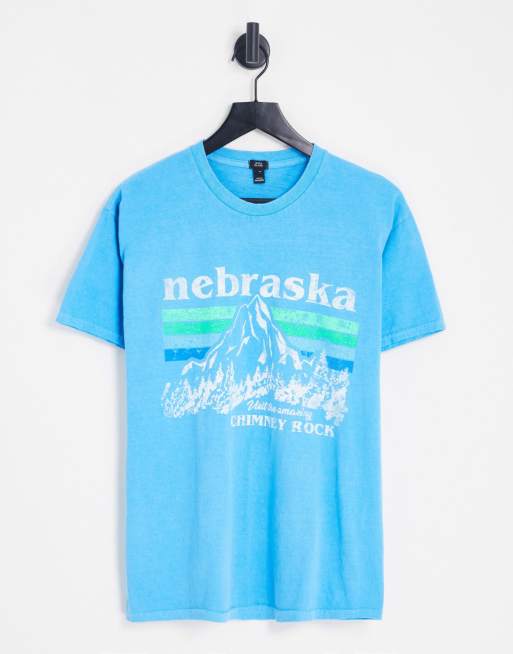 River Island nebraska canyon t-shirt in light blue
