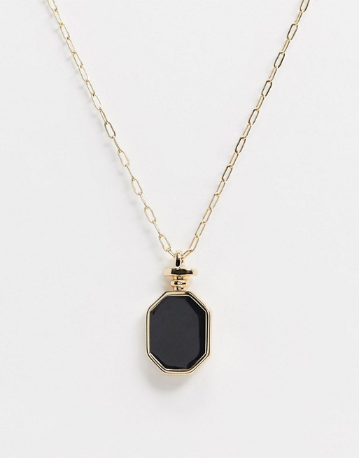 River Island neck chain with octagon pendant in gold