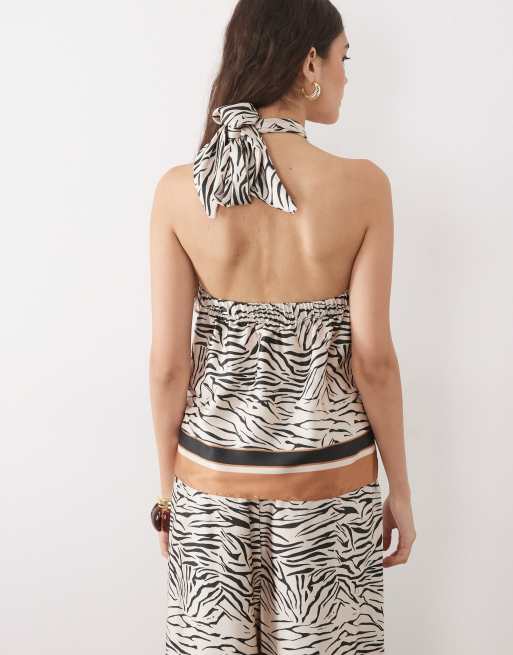 River Island – Neckholder-Oberteil in Braun mit Tierfellmuster, Kombiteil, 4 von 4