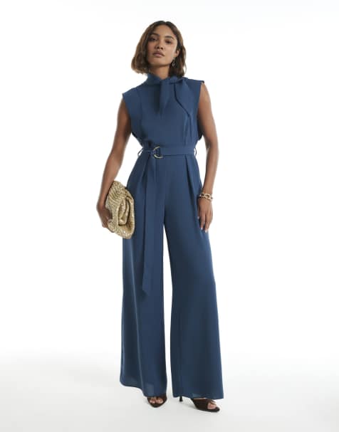 River Island Necktie jumpsuit in blue - view 1