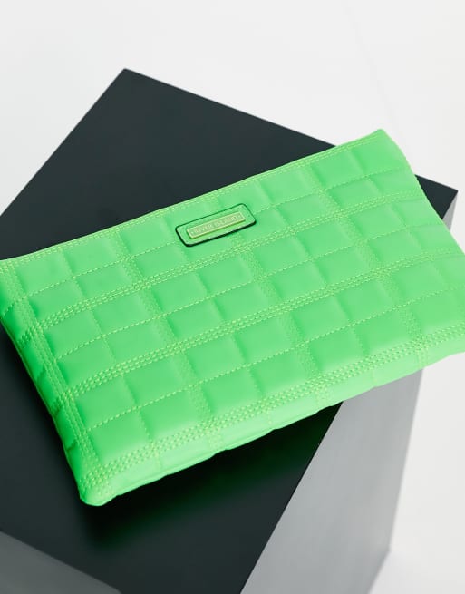 Bright green sales clutch bag