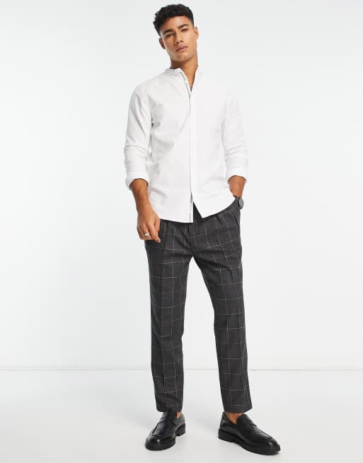River Island - Net Oxford overhemd zonder kraag in wit, 4 van 4