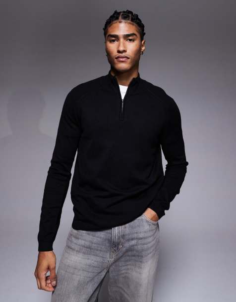 River Island - Net sweatshirt met korte rits in zwart - view 1