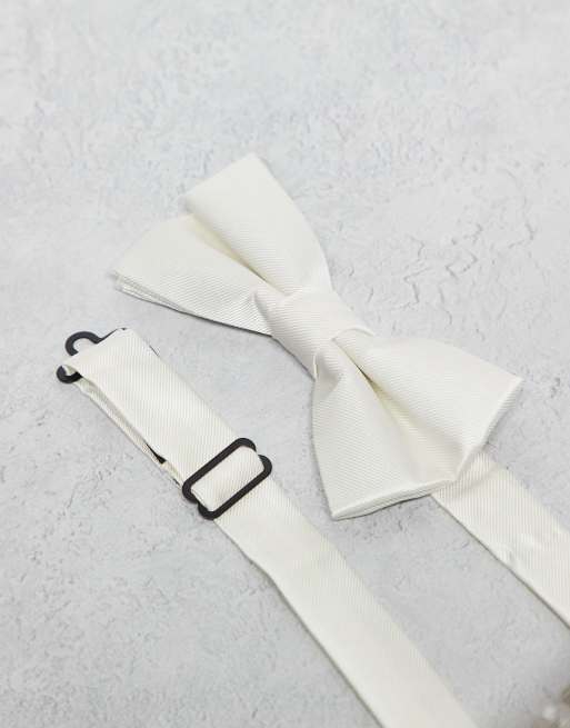 River Island neutral bow tie in white, 3 of 3
