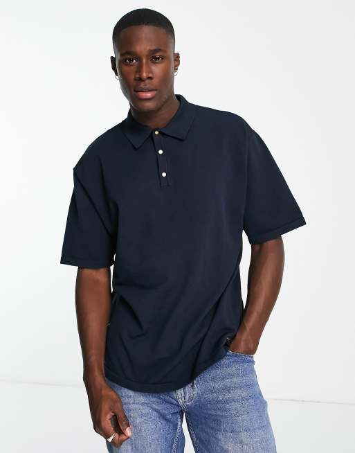 River Island – Niebieska koszulka polo oversize