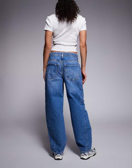 River Island – Niebieskie jeansy barrel z ozdobnymi szwami, 3 z 5