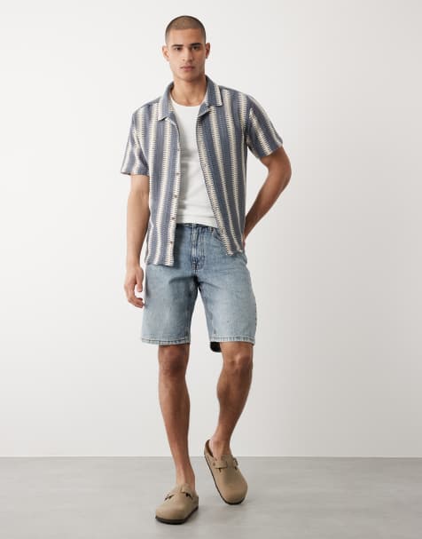 River Island – Niebieskie szorty jeansowe z efektem sprania - view 1