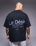 [River Island] River Island nostalgic logo oversized t-shirt in black S BLACK