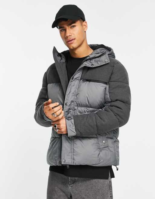 River Island nylon puffer jacket in grey