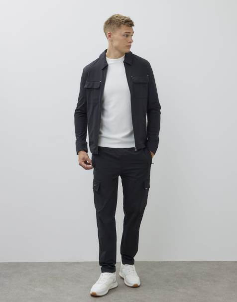 River Island Nylon skinny fit cargo trousers in black - view 1