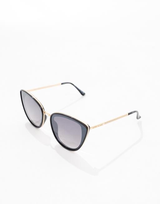 River Island - Occhiali da sole cat-eye oversize con montatura in metallo neri, 3 di 4