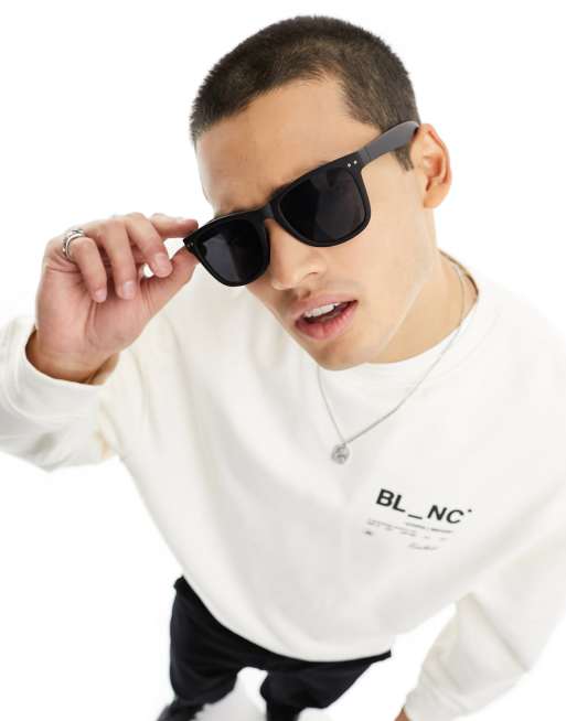 River Island - Occhiali da sole gommati squadrati neri