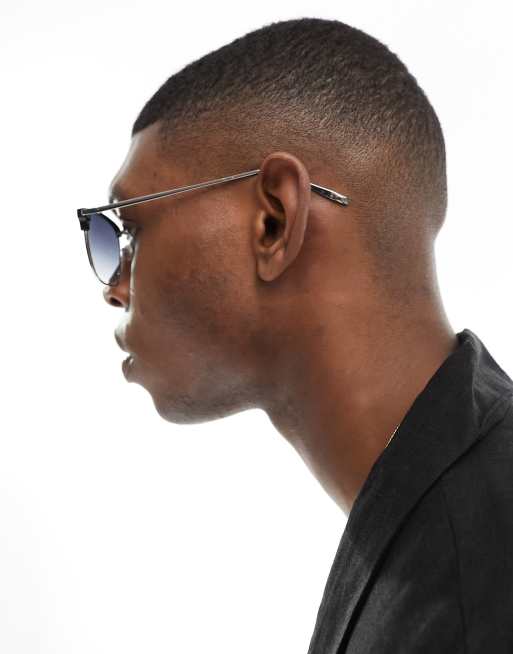 River Island - Occhiali da sole in metallo nero e argentato, 2 di 4