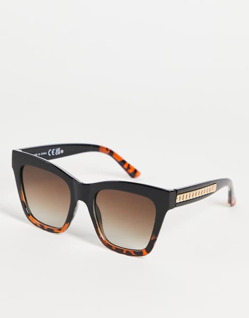 Occhiali Da Sole Oversize Unisex SPEXX - Effetto Tartaruga, Lenti Sfumate Protezione UV400, Stile Vintage