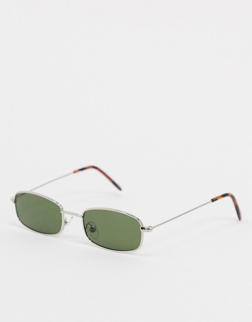 River Island - occhiali da sole rettangolari color argento