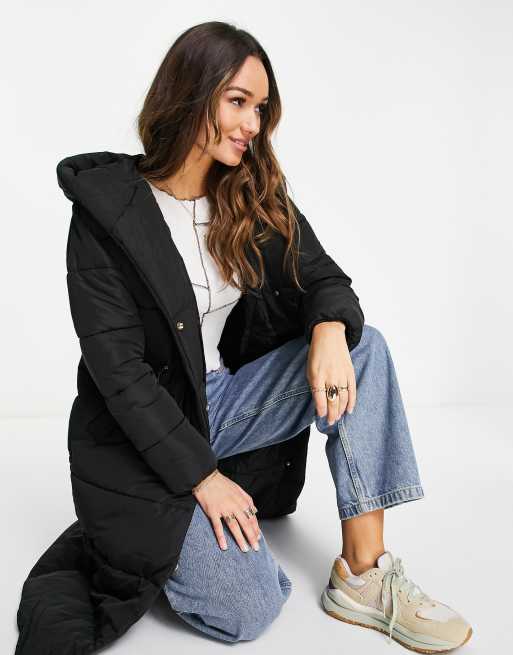 River Island – Ocieplany płaszcz o wydłużonym fasonie z kołnierzem szalowym
