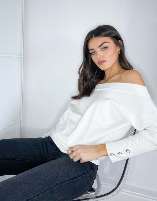 Off the clearance shoulder ivory sweater