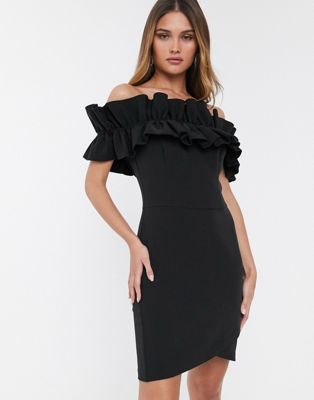 black ruffle lace dress