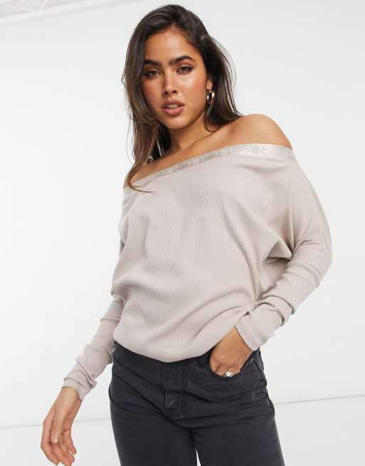 Beige off shoulder discount top