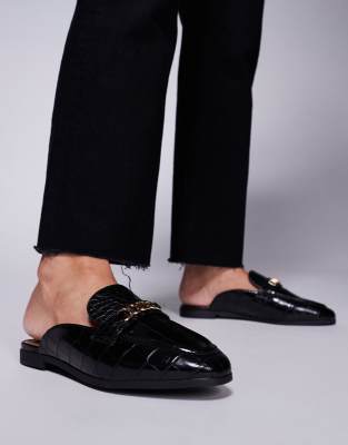 River Island - Offene Loafer im Mules-Stil in Schwarz