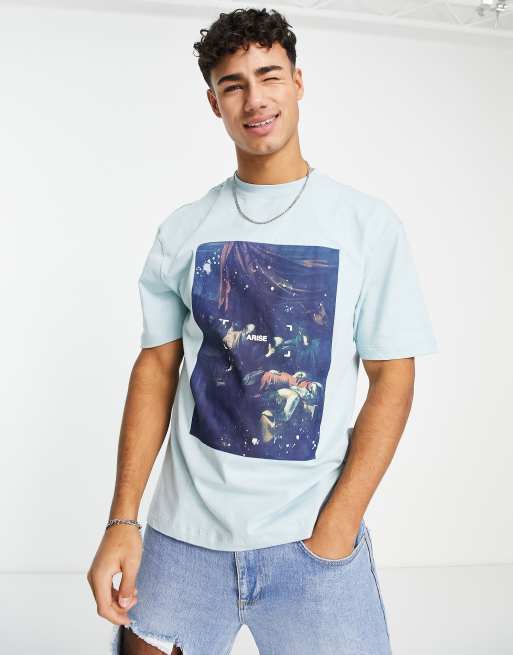 River Island - Old Masters - T-shirt coupe classique - Bleu 