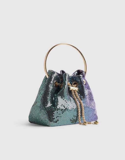 River Island Ombre chainmail clutch bag in silver , 2 of 4