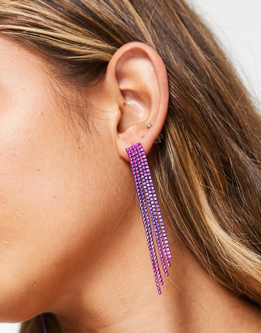 River Island ombre pink crystal earrings-Multi