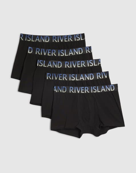 River Island Ombre waistband pack of 5 trunks in black - view 1