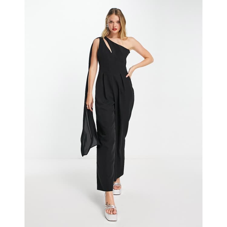 White Drape One Shoulder Jumpsuit