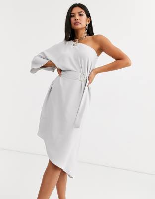 gray one shoulder dress