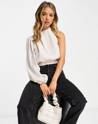 River Island one shoulder top in white