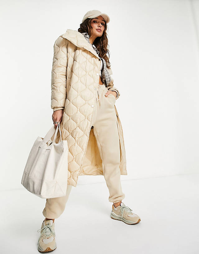 River Island - onion quilt padded coat in light yellow