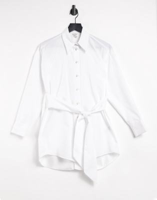 River Island open back poplin shirt in white