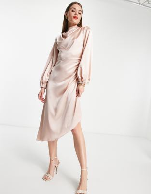 river island pink satin dress