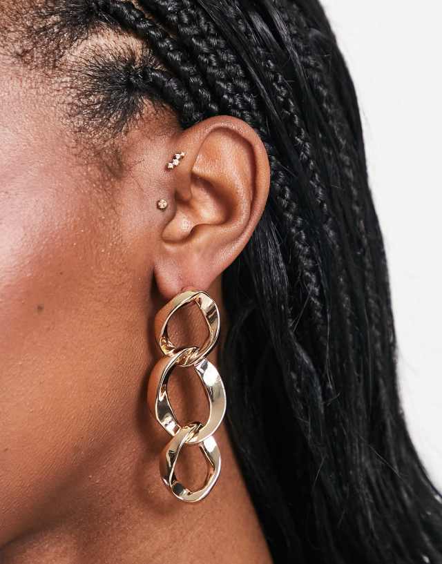 River Island open chain link earrings in gold