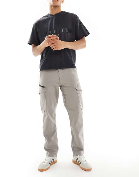 River Island open hem cargo trousers in light grey - view 1