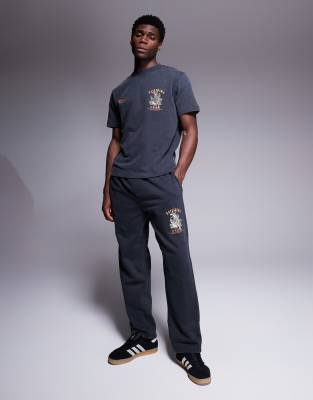 open hem sweatpants in washed black - part of a set