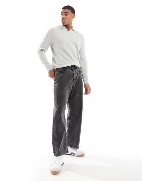 River Island open neck jumper in  light grey - view 1