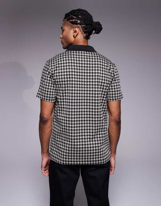 River Island open neck polo top in black print, 3 of 5