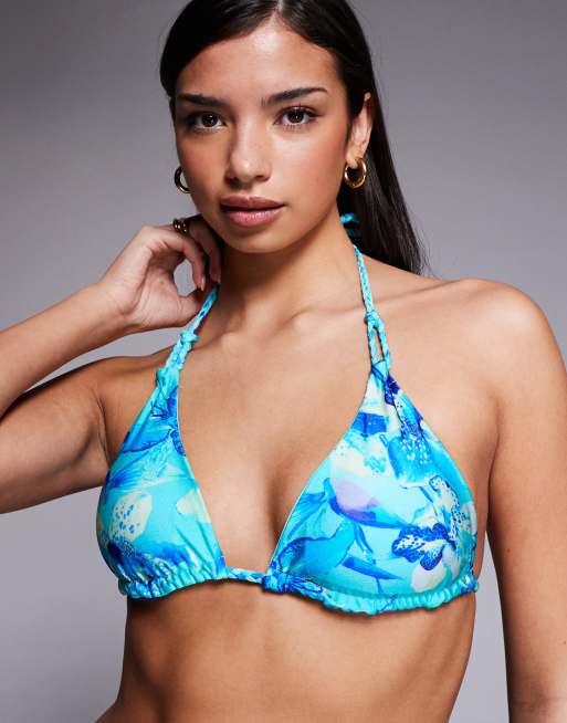 River Island – Orchid – Blå och blommig bikiniöverdel med vändbar design, 4 av 4