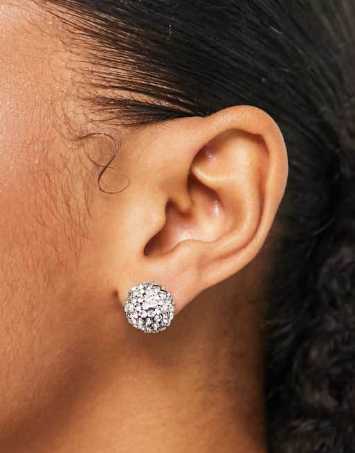 River Island - Orecchini a bottone a sfera con strass