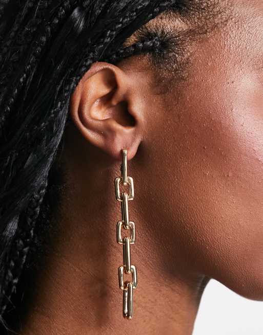 River Island - Orecchini pendenti color oro con maglie squadrate