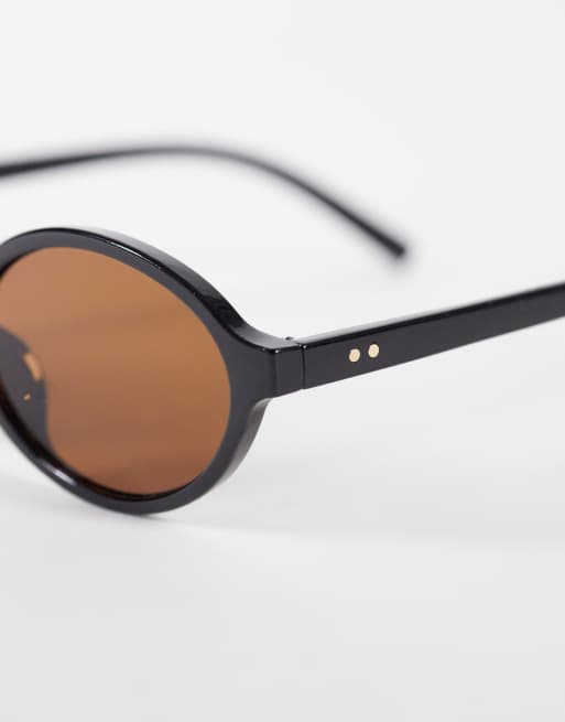River Island oval lens sunglasses in brown, 2 of 3