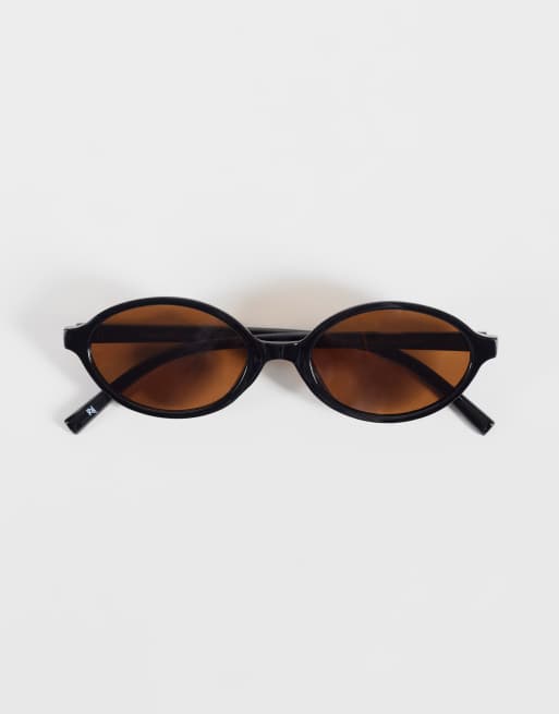 River Island oval lens sunglasses in brown, 3 of 3