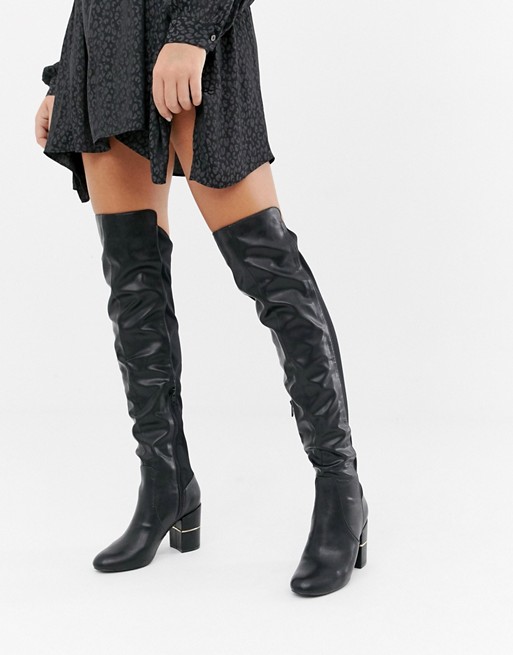 River Island over the knee heeled boots in black | ASOS