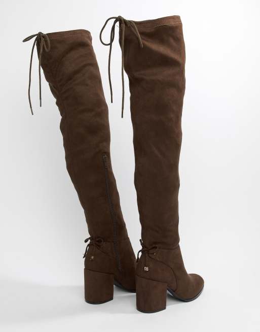 Chocolate brown over shop the knee boots